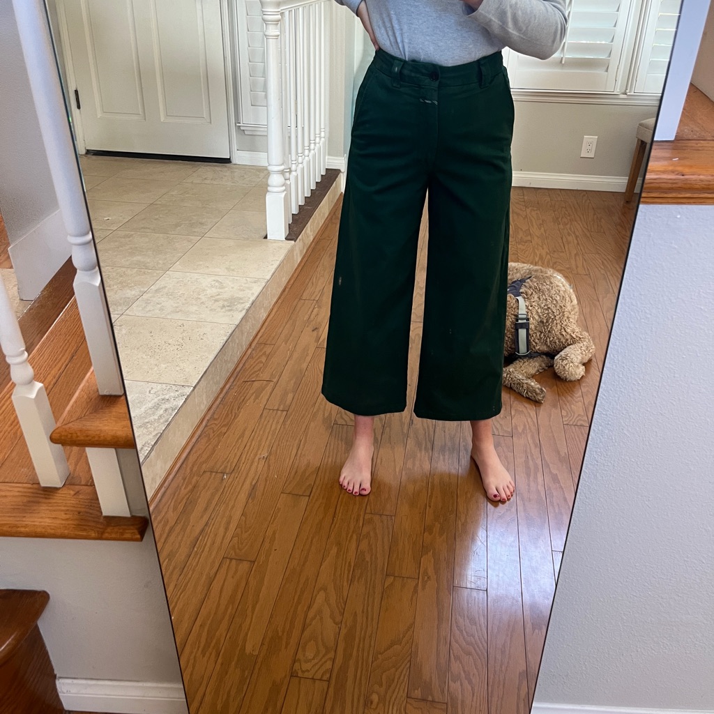 Closed Dark Green Wide-Leg Pants